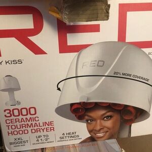 Red Professional Hood Hair Dryer with White Hood
